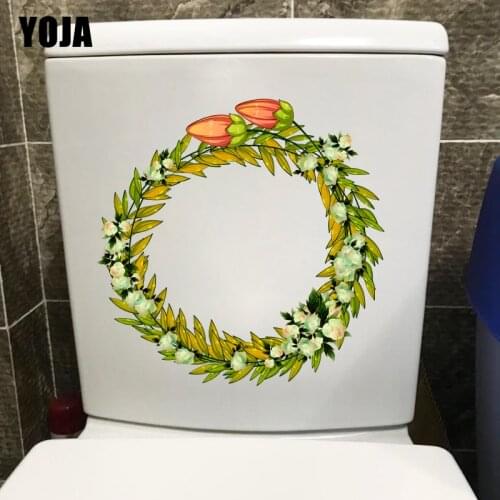 YOJA 21.8X20.2CM Green Garland Cartoon Home Room Wall Sticker Fashion Toilet Seat WC Decor T1-1699