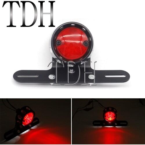 Motorcycle LED Tail Light Rear Brake Light 12V Red Lamp w/ License Plate Light Holder Bracket For Honda Harley Cruiser Chopper