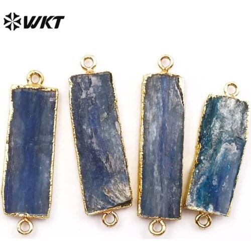 WT-C072 fashion double hoop natural stone kyanite pendant new blue kyanite connector jewelry pendant