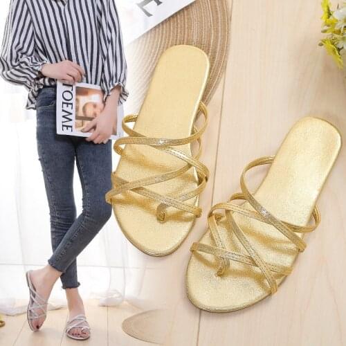 2021 Summer Shoes Woman Sandals Flat Sandalias Mujer Thin strips Gladiator Beach Sandals Ladies Flip Flops Slides