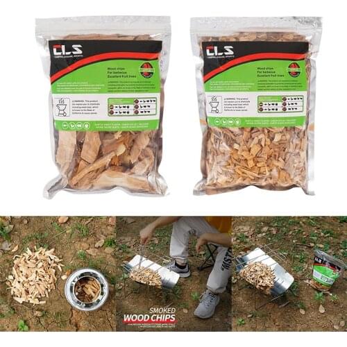 1 Set 500g BBQ Smoker Wood Chips Apple Nature Wood Chunks Barbecue Grill Outdoor Cooking Tools Accessories