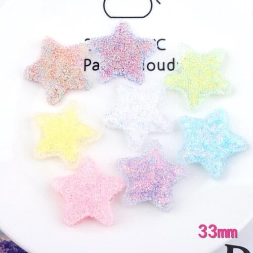 10pcs 33MM DIY resin multicolor sequin star charms pendants kawaii cabochon ornament craft decoration fashion jewelry making
