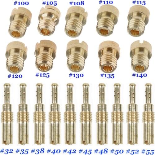 10pcs Carburetor Main Jet Kit & 10pcs Set Slow/Pilot Jet For PWK Keihin OKO CVK 32,35,38,40,42,45,48,50,52,55