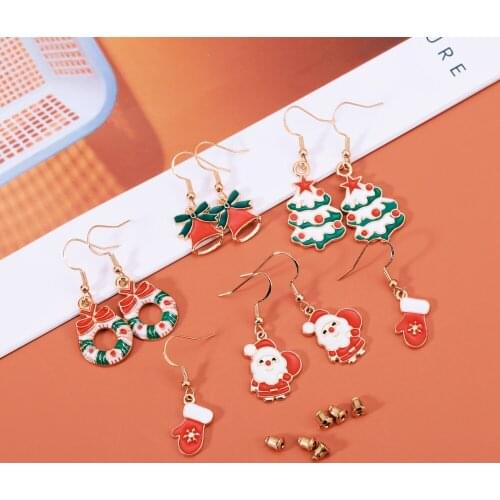15 Style Christmas Earring Snowman Hook Christmas Tree Stud Dangle Earring Charm Eardrop For Women Party Accessories Girl Gift