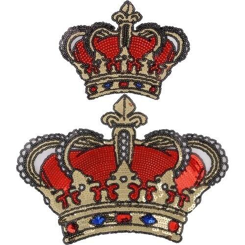 2Pcs Crown Women Patch Iron On Patch Sequins Crown Patches For Clothing Stickers 3D T Shirt Mens Kid