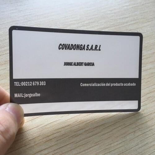200pcs/ one design Factory custom Transparent PVC Business card printing plastic clear business card