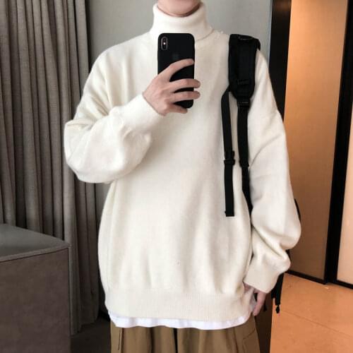 2020 New Mens Winter Warm Turtleneck Sweater Korean Streetwear Fashion Pullovers Sweater Casual Male Clothing