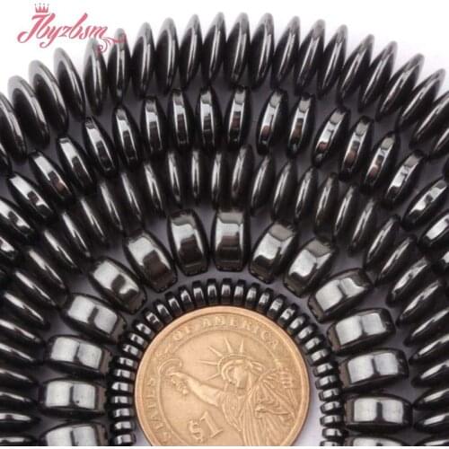 2x4,3x10,4x12mm Smooth Rondelle Heishi Beads Hematite Natural Stone Beads For DIY Women Necklace Bracelets Jewelry Making 15"