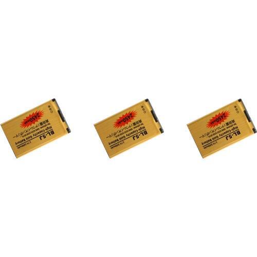 3pcs/lot 2450mAh BL-5J Gold Replacement Battery For Nokia 5800 Nuron X6 Nuron 5233 5235 X6m 5228 5232 5238 3020 520 526 521 ect