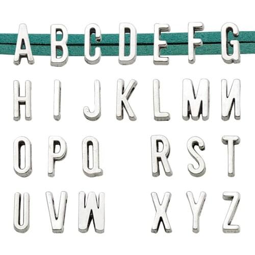 5 Sets of Antique Silver Spacer Beads Alphabet Letter A-Z Charms Pendant for DIY Necklace Bracelet Jewelry Making