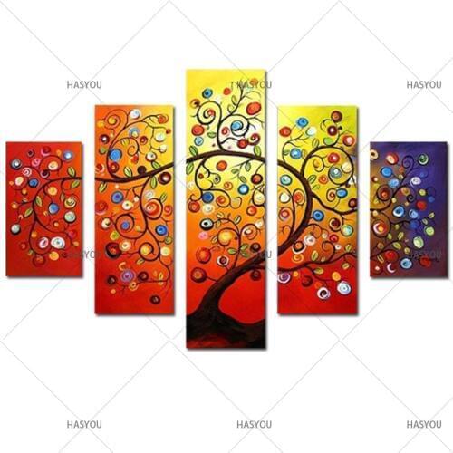 5ps pop art canvas oil painting gold flower colourful oil painting landscape picture on the wall home living room decor no frame