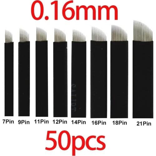 50pcs 0.16mm Microblading needles Tebori Blades Needles Tattoo Nano needles Tattoo blades 14 Pins U-Shape for manual tattoo pen
