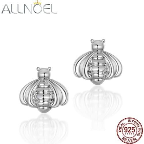 ALLNOEL 925 Sterling Silver Stud Earrings for Women Animal Bee Bee Earrings Beautiful Gift Valentine Memorial Jewelry Hot Sale