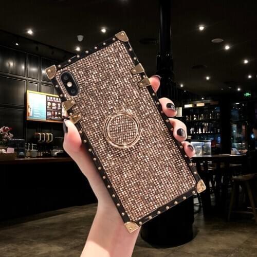 Cases For Samsung Note20 Ultra S20 FE 5G A01 A40 S20Ultra Note10 Plus S10 S10e S9 S8 Case Bling Lattice Shiny Stand Square Cover