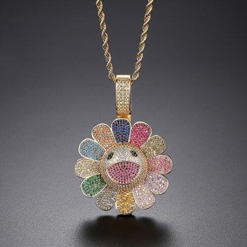 Funmode Gold Color Black Gun Plated Flower Pendant Necklace For Women Men Party Accessories Wholesale FN207