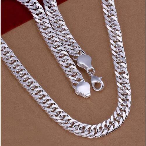 Hot Sale!!Free Shipping jewelry silver plated Necklace,Fashion Silver plated Jewelry 10mm/20inch Sidyways Necklace SMTN039