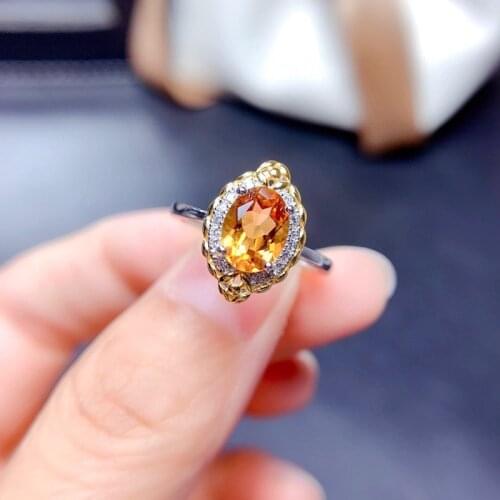 Classic 925 Silver Ring Adjustable Size Spot Goods Oval Yellow AAA Crystal Zircon Exquisite Wedding Engagement Jewelry For Women