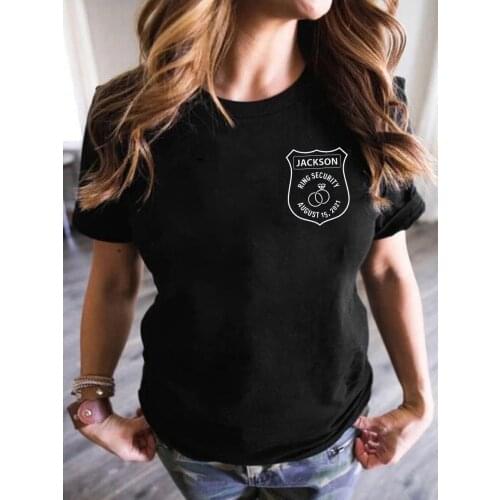 Ring Security Unisex Casual Shirt Women Diamond Ring Printing Tee Shield Graphic Tops Female Vintage Classical Crewneck T-shirt