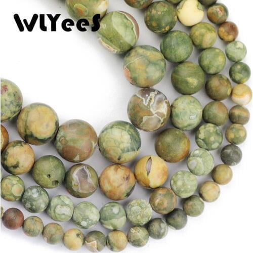 WLYeeS Matte Bird Rock Natural Stone High quality Green charm Round Loose bead 6/8/10/12MM Jewelry bracelet making accessory DIY