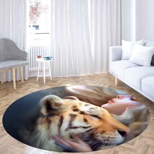 Round Sofa Rugs Living Room Floor Mat Leopard Tiger Bedroom Decor Entrance Doormat Home Decoration Large Carpets