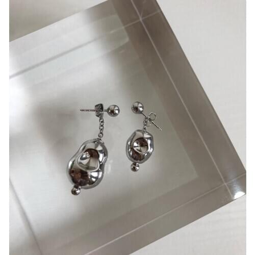 Brass Asymmetric Geo Statement Stud Earrings Gothic Punk Party Gown T Show Runway Rare Gothic Korean Japan France INS