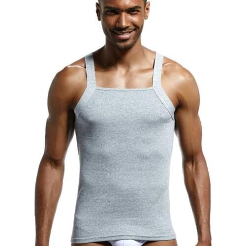 Cotton Tank Tee Gay Sexy Top Clothes Sleeveless Garment Mens Fashion Vest Home Sleep Casual Men Colete Cotton Tank Top Solid
