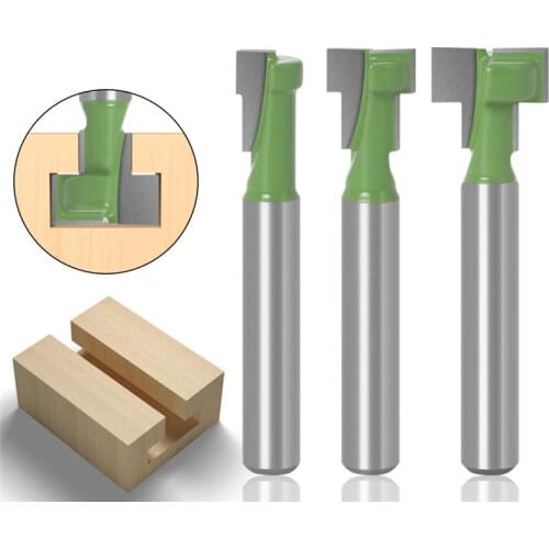 1/4" Shank 6mm T-Slot Milling Cutter Router Bit Set Hex Bolt Key Hole Bits T Slotting Milling Tools For Wood Woodworking
