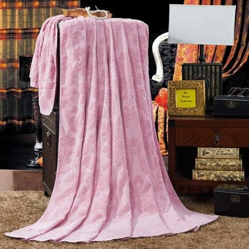 Pure Cotton Towelling Quilt Super Warm Soft Blankets Throw on Sofa Bed Travel Patchwork Solid Bedspread Blanket for Beds