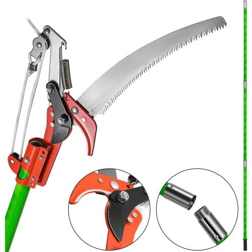 VEVOR 8M Extendable Tree Pole Pruner Alloy Steel Branch Long Reach Pole Pruning Saw 26Ft Tree Sawing Shearing Trimmer Pole Saw