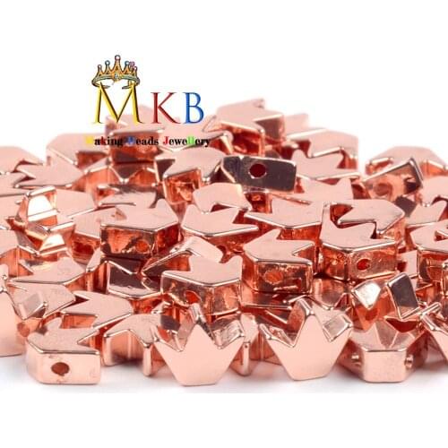Natural Stone Rose Gold Plated Hematite Crown Flat Beads For Jewelry Making 8mm Charms Beads Diy Bracelet Necklace Earring