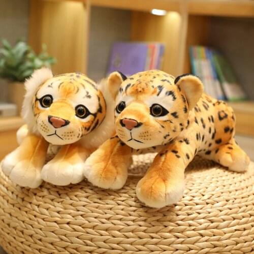 Lepoard Tiger Lioness Real Life Plush Toys Stand Lying Stuffed Animal Plushies Kawaii Companion Dolls Kids Playmate