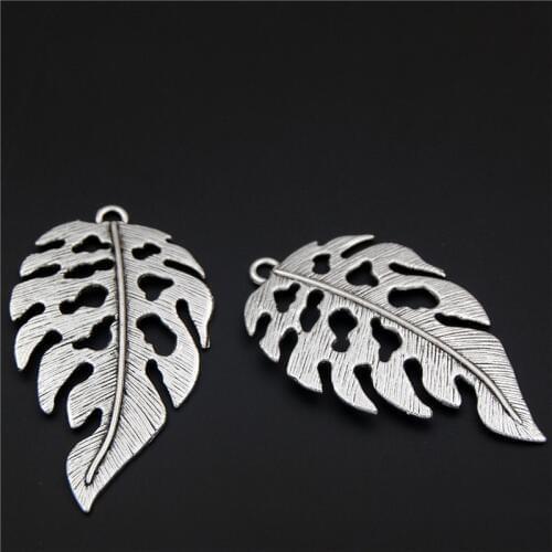 10pcs Silver Color Charms Leaf Pendant Fit Bracelets Necklace DIY Metal Jewelry Making A2336