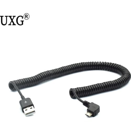 Spring 90 Degree Angle USB 2.0 A Male to Micro USB B Spiral Coiled Adapter USB Data Charging Cables Connector USB Charger Cable