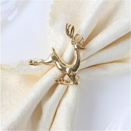 Christmas Deer Napkin Ring Alloy Napkin Buckle Wedding Party Napkin Ring Napkin Holder Desktop Party Dinner Table Decoration