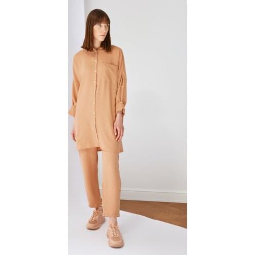 Trendyol Shirt Collar Tunic Pants Bottom-Top Suit TCTSS21AU0239