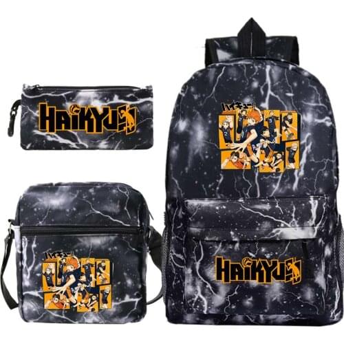 Anime Haikyuu Backpack 3pcs/set Boys Girls Kids Cartoon School Bags Teenagers Travel Knapsack Escolar Mochilas Students Bookbags