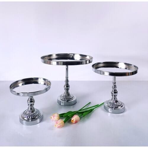 Silver Plating Crystal Cake Stand Dessert Tray Mirror Surface Wedding CupcakeDecorative Candlestick
