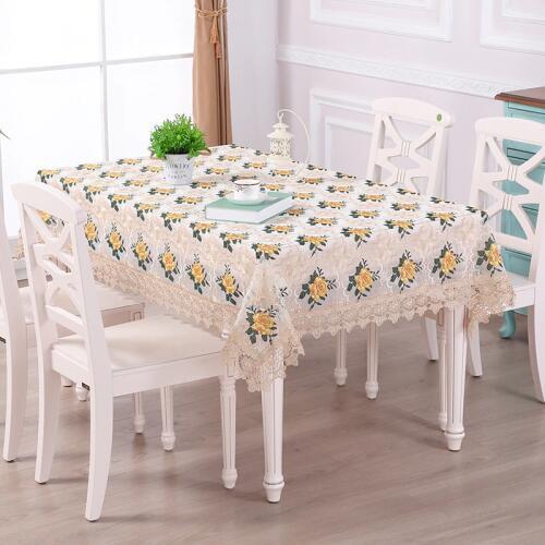 Rose Floral Lace Table Towel Wedding Decor Table Cover Embroidered Tablecloth Tea Table Cloth Home Room Table Decoration Textile