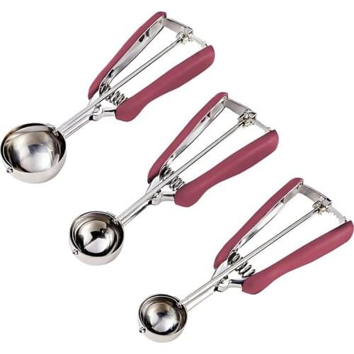 Stainless Steel Ice Cream Scoop With Anti Freeze Rubber Grip Handle Cookie Dough Scoop For Baking