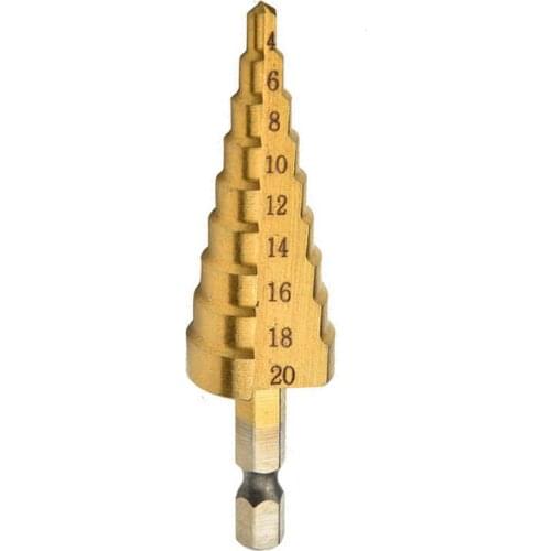 3-12mm 4-12mm 4-20mm HSS Straight Groove Step Drill Bit Titanium Coated Wood Metal Hole Core Drilling Tool Pagoda drill 3Pcs/Set