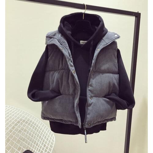 Loose Corduroy Vest Womens Autumn Waistcoat Korean Version of Bread Clothes New Thickened Short Cotton Coat Tide