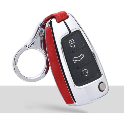 Beautiful Suede Leather Zinc alloy Car Key Case For Audi A1 A3 A4 A5 A6 A7 A8 R8 Quattro C5 C6 Q3 Q5 Q7 2009-2015 Accessories