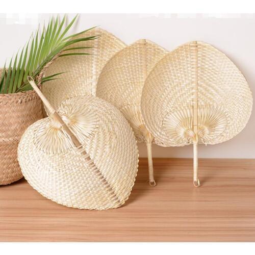 Handmade Woven Palm Leaf Fan Natural Material Healthy Palm Leaf Hand Fan For Summer Beach Wedding Party LX6196