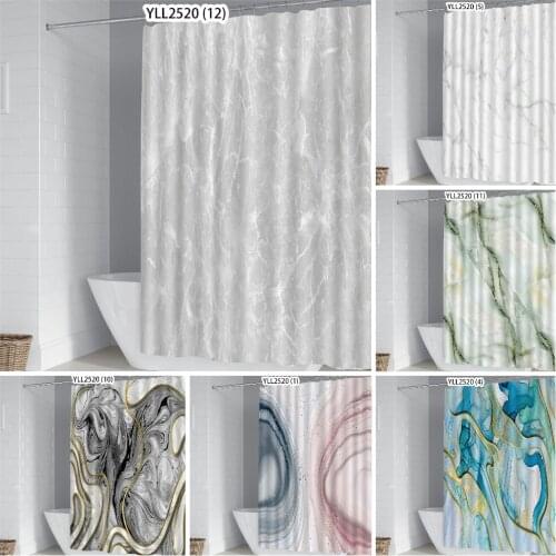Nature Marble Texture Shower Curtain Golden Ripple Bath Curtain Decoration Waterproof Mildewproof Home Bathroom Accessories