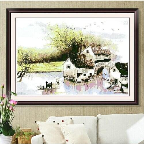 Embroidery Package Best Quality On Sale Cross Stitch Kits Unopen New Luxurious Riverside Town Free shipping