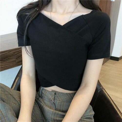 T-shirt Womens One-shoulder Short-sleeved Summer 2021 Korean Version Of The New Trendy Sexy Top Clothes Women