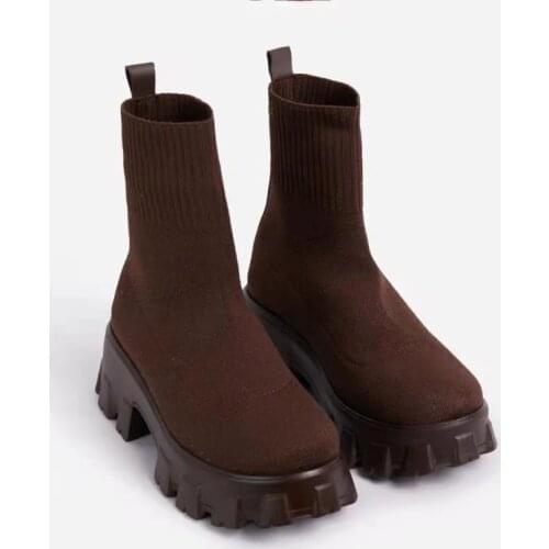 Womens Shoes New Items For Autumn! Thick-soled Wear-resistant Soft And Comfortable Elastic Socks Boots Plus Size