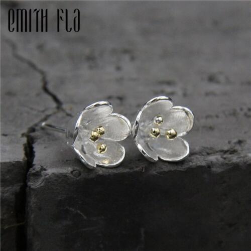 Emith Fla 925 Sterling Sliver Fashion Jewelry Flower Buds Silver Stud Earrings for Women Trend Earrings Thai Silver Earrings