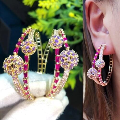 Missvikki New Fashion street style Hoop Earrings For Women Wedding Party Cubic Zircon Dubai Bridal Earring boucle d'oreille