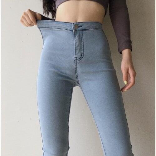 Women Stretch Jeans Slim Sexy Push Up Hips Elastic Cotton Denim Pants Zipper Female Stretch Casual Trousers Plus Size
